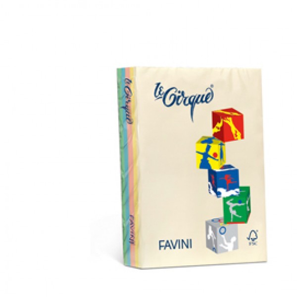 Carta Le Cirque - A4 - 80 gr - mix 5 colori pastello - Favini - conf. 500 fogli