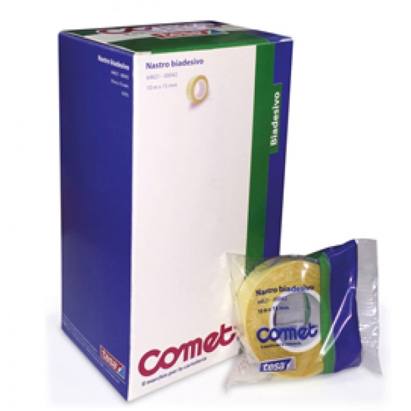 Nastro biadesivo - 10 mt x 15 mm - trasparente - Comet Nastro biadesivo - 10 mt x 15 mm - trasparente - Comet