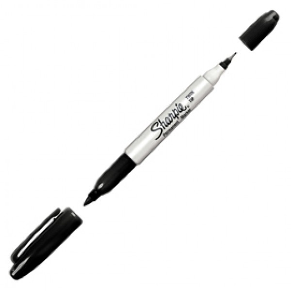 Marcatore Permanente Twin tip doppia punta - una punta fine 1,0mm - una punta extra fine 0,5mm - nero - Sharpie Marcatore Permanente Twin tip doppia punta - una punta fine 1,0mm - una punta extra fine 0,5mm - nero - Sharpie