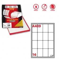 Etichetta adesiva A409 - permanente - 47,7x70 mm - 16 etichette per foglio - bainco - Markin - scatola 100 fogli A4