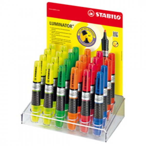 Evidenziatore Luminator - colori assortiti - Stabilo - expo 24 pezzi