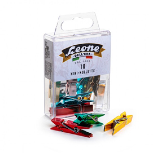 Mini mollette Leone Color - colori metallizzati assortiti - Leone - conf. 10 pezzi Mini mollette Leone Color - colori metallizzati assortiti - Leone - conf. 10 pezzi