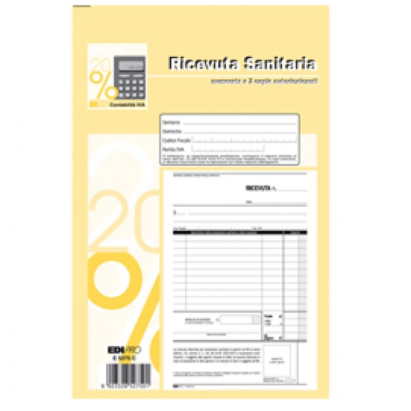 Blocco ricevute sanitarie numerate - 50/50 fogli autoricalcanti - 23 x 15cm - Edipro Blocco ricevute sanitarie numerate - 50/50 fogli autoricalcanti - 23 x 15cm - Edipro