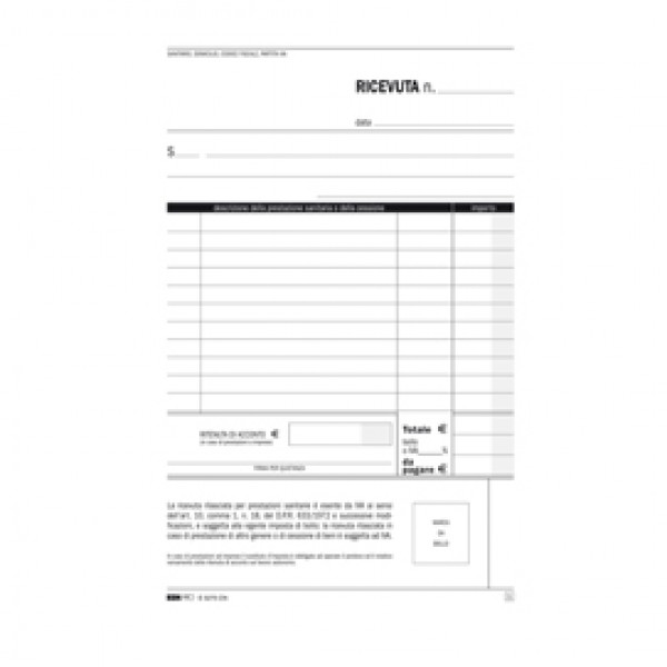 Blocco ricevute sanitarie - 50/50 fogli autoricalcanti - 23 x 15cm - Edipro Blocco ricevute sanitarie - 50/50 fogli autoricalcanti - 23 x 15cm - Edipro