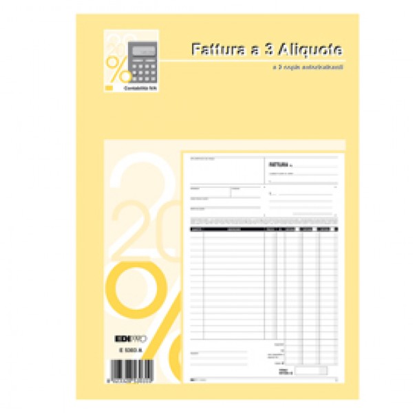 Blocco fatture 3 aliquota Iva - 50 fogli 2 copie autoricalcanti - 29,7 x 21cm - Edipro Blocco fatture 3 aliquota Iva - 50 fogli 2 copie autoricalcanti - 29,7 x 21cm - Edipro
