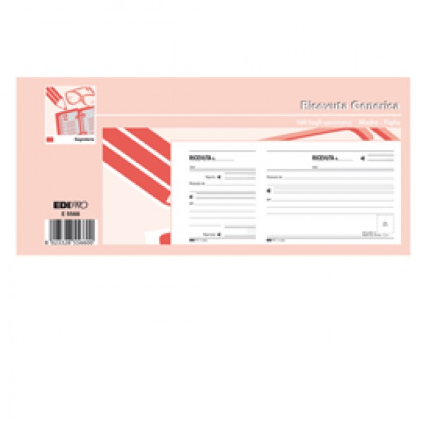 Blocco ricevute generiche - uso mano - 11 x 21cm - 100 fogli - Edipro Blocco ricevute generiche - uso mano - 11 x 21cm - 100 fogli - Edipro