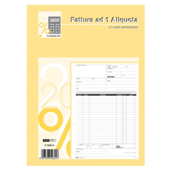 Blocco fatture 1 aliquota Iva - 33/33/33 fogli autoricalcanti - 29,7 x 21cm - Edipro Blocco fatture 1 aliquota Iva - 33/33/33 fogli autoricalcanti - 29,7 x 21cm - Edipro