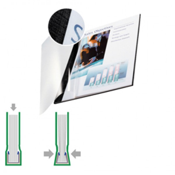 Copertine Impressbind - flessibile - 14 mm - nero - Leitz - scatola 10 pezzi Copertine Impressbind - flessibile - 14 mm - nero - Leitz - scatola 10 pezzi