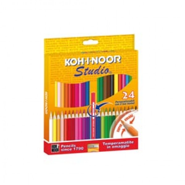 Matite colorate Studio - diametro mina 2,8 mm - colori assortiti - Koh-I-Noor - astuccio 24 pezzi
