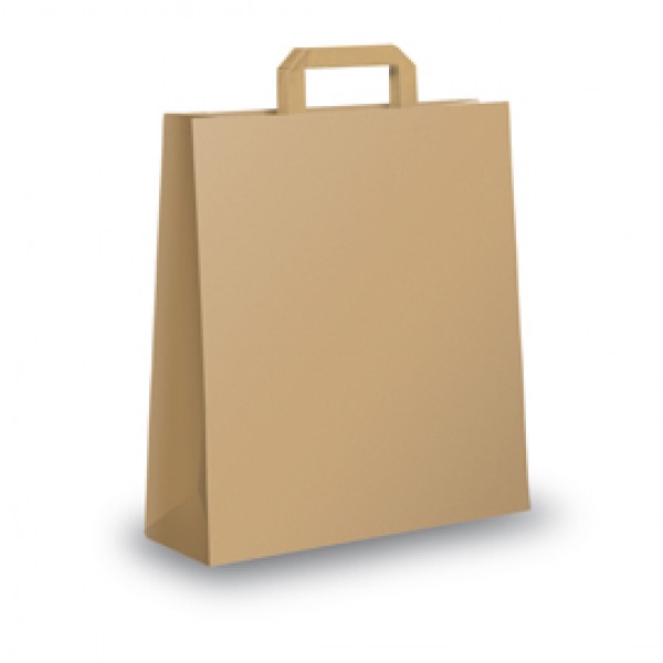 Shopper - maniglie piattina - 22 x 10 x 29 cm - carta kraft - avana - Mainetti Bags - conf. 25 pezzi