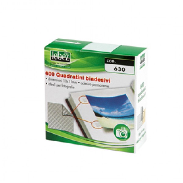 Quadratini biadesivi per foto - 10 mm x 11 mm - trasparente - Lebez - conf. 600 pezzi Quadratini biadesivi per foto - 10 mm x 11 mm - trasparente - Lebez - conf. 600 pezzi