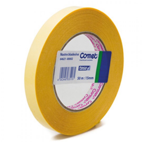 Nastro biadesivo - 50 mt x 15 mm - trasparente - Comet®