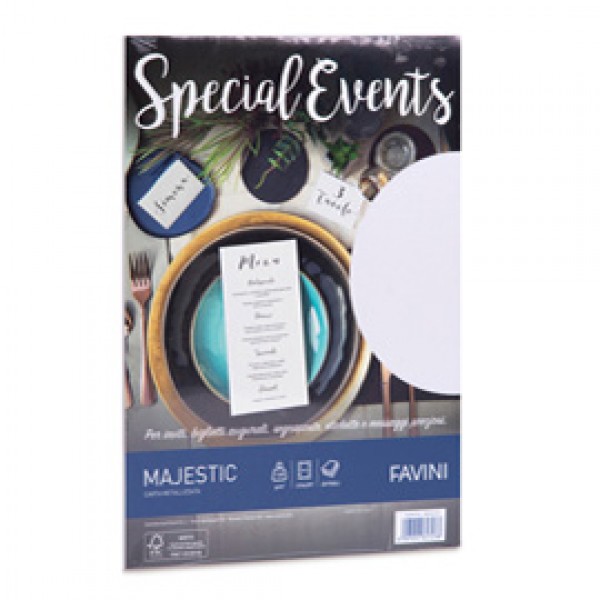 Carta metallizzata Special Events - A4 - 120 gr - bianco - Favini - conf. 20 fogli