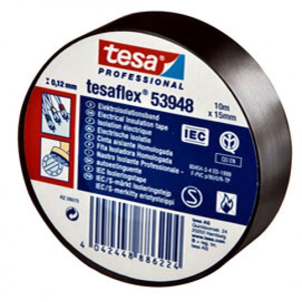 Nastro adesivo isolante - professionale - 10 m x 15 mm - nero - Tesa®