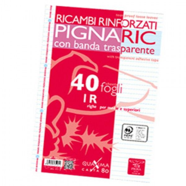 Ricambi forati rinforzati Pignaric - A4 - 1 rigo - 40 fogli - 80gr - Pigna