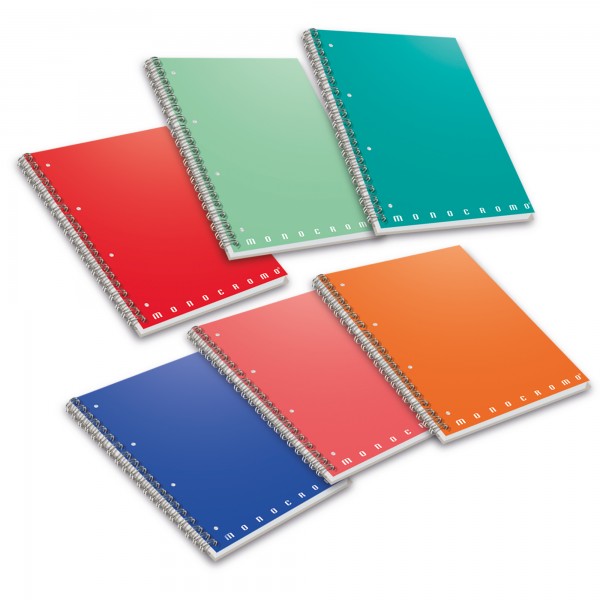 Maxiquaderno spiralato A4 s/fori 4mm 70fg 80gr monocromo Maxiquaderno spiralato A4 s/fori 4mm 70fg 80gr monocromo