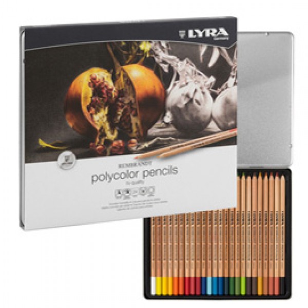 Pastelli colorati Rembrandt Polycolor - 3,7 mm - colori assortiti - Lyra - astuccio metallo 24 pezzi