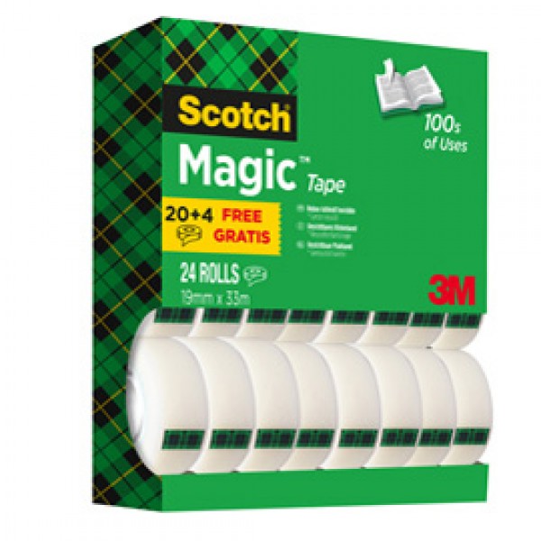 Nastro adesivo Magic™ 810 - permanente - 19 mm x 33 mt - trasparente - Scotch® - Promo Pack 20+4 nastri Nastro adesivo Magic™ 810 - permanente - 19 mm x 33 mt - trasparente - Scotch® - Promo Pack 20+4 nastri