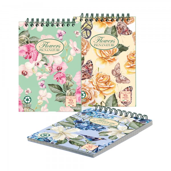 Blocco spirale 5mm A5 70gr 60fg pigna nature flowers Blocco spirale 5mm A5 70gr 60fg pigna nature flowers