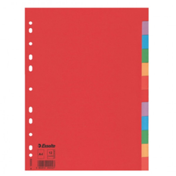 Separatore Economy - 12 tasti - cartoncino colorato 160 gr - A4 - multicolore - Esselte Separatore Economy - 12 tasti - cartoncino colorato 160 gr - A4 - multicolore - Esselte
