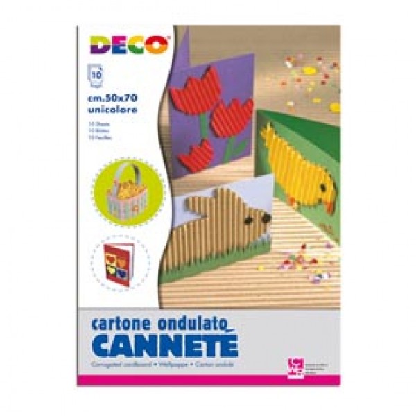 Cartoncino ondulato Cannetè 2206 - 50 x 70 cm - giallo - DECO - conf. 10 pezzi