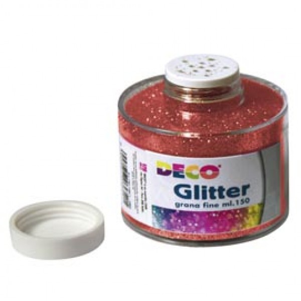 Barattolo Glitter - grana fine - 150ml -  rosso - DECO