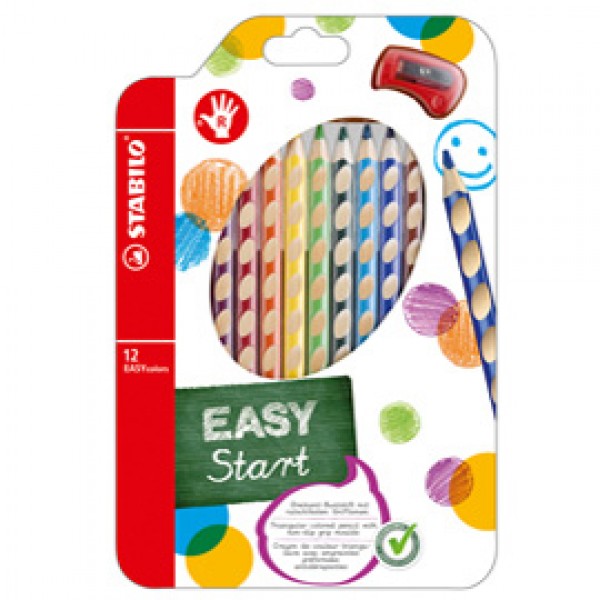Pastelli colorati Easycolors - diametro mina 4,20 mm - per destrorsi - colori assortiti - Stabilo - astuccio 12 pezzi Pastelli colorati Easycolors - diametro mina 4,20 mm - per destrorsi - colori assortiti - Stabilo - astuccio 12 pezzi