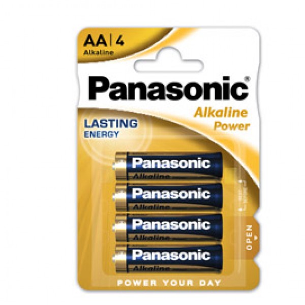 Pile Stilo AA - 1,5V - alcalina - Panasonic - blister 4 pezzi