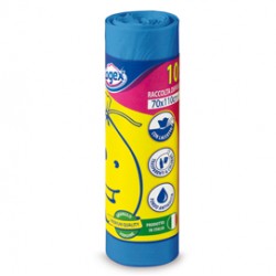Sacchi per immondizia - 70x110 cm - 120 L - 16 micron - blu - Logex Professional - rotolo da 10 sacchetti
