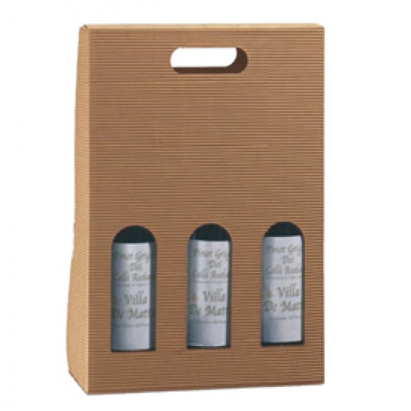 Scatola bottiglie Onda avana - 3 bottiglie - 270 x 90 x 385 mm - Scotton Scatola bottiglie Onda avana - 3 bottiglie - 270 x 90 x 385 mm - Scotton