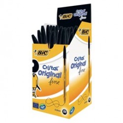 Penna sfera Cristal® - punta fine 0,8 mm - nero - Bic - conf. 50 pezzi