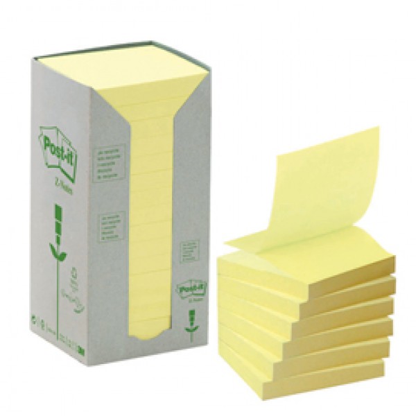 Blocco Post it® Z Notes Green - R330-1T - 76 x 76 mm - 100% riciclabile - giallo - 100 fogli - Post it®
