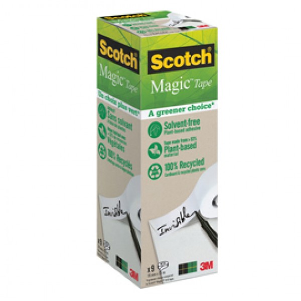 Nastro adesivo Scotch® Magic™ 900 - invisibile - ecologico - 19 mm x 33 mt - trasparente - Scotch® - Value Pack 9 rotoli