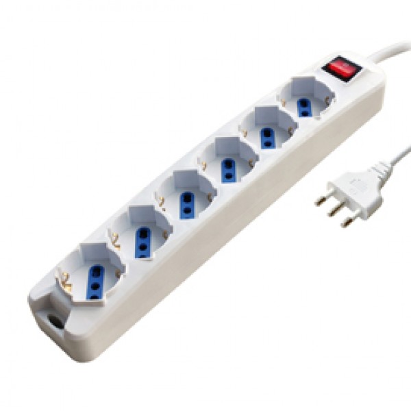 Presa multipla con interruttore - 6 prese multistandard tedesco/italiano - MKC Presa multipla con interruttore - 6 prese multistandard tedesco/italiano - MKC