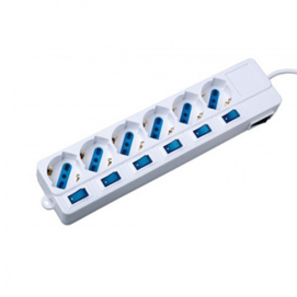 Presa multipla - 6 prese multistandard con interruttore singolo - MKC Presa multipla - 6 prese multistandard con interruttore singolo - MKC