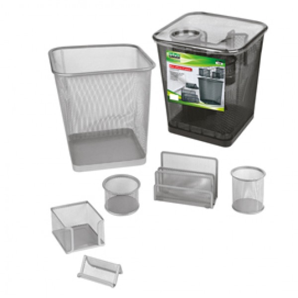 Set scrivania da 6 accessori - rete metallica - nero - Lebez Set scrivania da 6 accessori - rete metallica - nero - Lebez