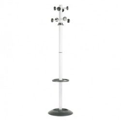 Appendiabiti Totem - con portaombrelli - 8 posti - 175 x 39 cm - grigio/nero - Unisit