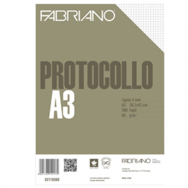 Foglio protocollo - A4 - 4 mm - 60 gr - Fabriano - conf. 200 pezzi Foglio protocollo - A4 - 4 mm - 60 gr - Fabriano - conf. 200 pezzi