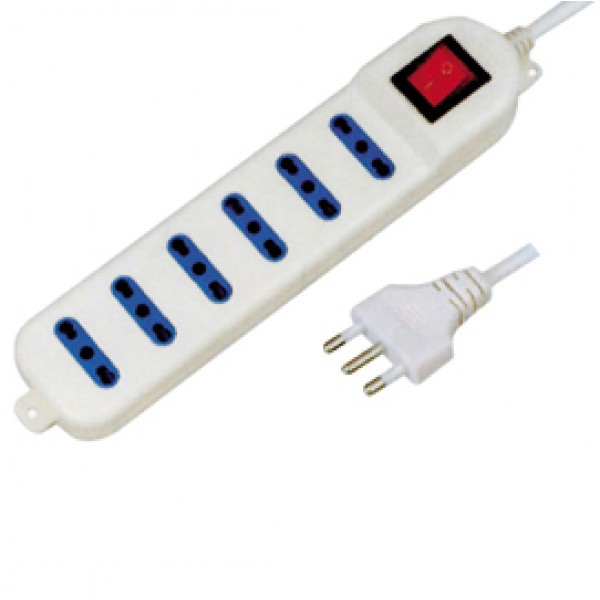 Presa multipla con interruttore - 6 prese bipasso 2P+T - cavo da 1.5 mt - MKC Presa multipla con interruttore - 6 prese bipasso 2P+T - cavo da 1.5 mt - MKC