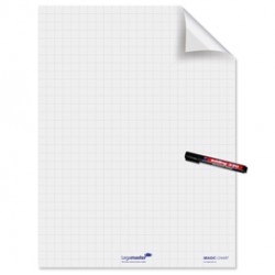 Fogli elettrostatici Magic Chart - 60x80 cm - quadretti 2,5 cm - Legamaster - rotolo da 25 pezzi