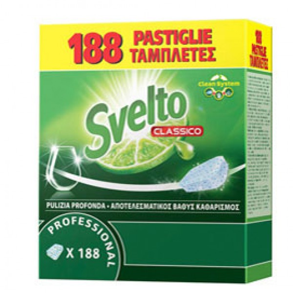 Tabs per lavastoviglie - Svelto - fustino da 188 tabs da 10 gr Tabs per lavastoviglie - Svelto - fustino da 188 tabs da 10 gr