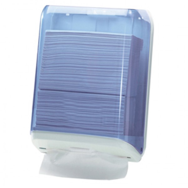 Dispenser asciugamani piegati - 28x13,7x37,5 cm - plastica - bianco/azzurro trasparente - Mar Plast Dispenser asciugamani piegati - 28x13,7x37,5 cm - plastica - bianco/azzurro trasparente - Mar Plast