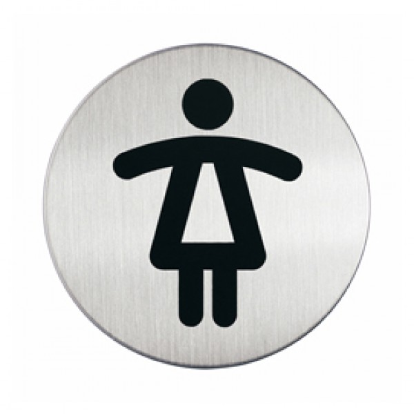 Pittogramma adesivo - WC donne - acciaio - diametro 8,3 cm - Durable Pittogramma adesivo - WC donne - acciaio - diametro 8,3 cm - Durable