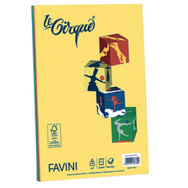 Carta Le Cirque - A4 - 80 gr - mix 4 colori intensi - Favini - conf. 200 fogli Carta Le Cirque - A4 - 80 gr - mix 4 colori intensi - Favini - conf. 200 fogli