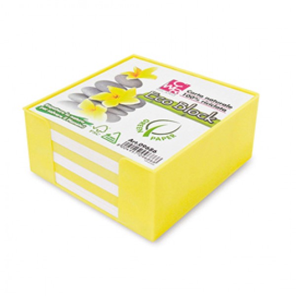 Contenitore in plastica con foglietti - bianco - 10 x 10 x 5cm - carta riciclata 100% - IKona+ Contenitore in plastica con foglietti - bianco - 10 x 10 x 5cm - carta riciclata 100% - IKona+