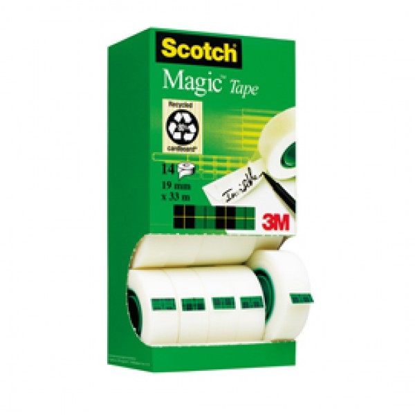 Nastro adesivo Magic™ 810 - permanente - 19 mm x 33 mt - trasparente - Scotch® - Multi Pack 12+2 rotoli Nastro adesivo Magic™ 810 - permanente - 19 mm x 33 mt - trasparente - Scotch® - Multi Pack 12+2 rotoli