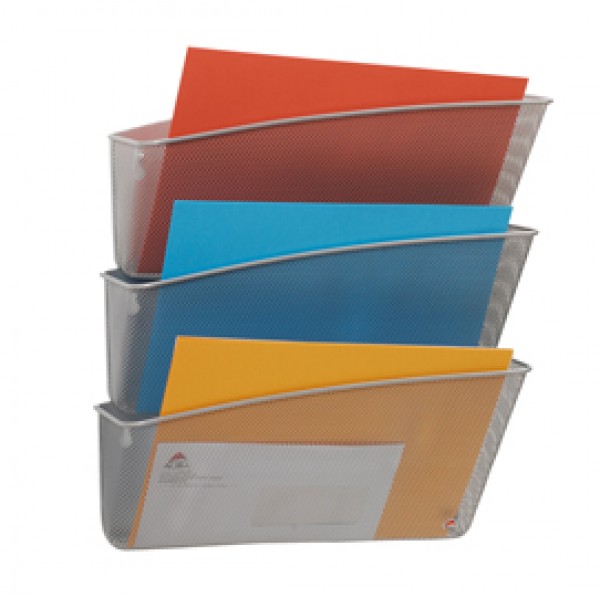 Portadocumenti da parete Mesh - 3 vaschette in rete metallica - argento - Alba Portadocumenti da parete Mesh - 3 vaschette in rete metallica - argento - Alba