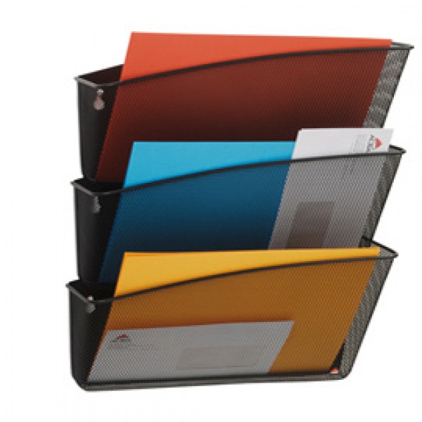 Portadocumenti da parete Mesh - 3 vaschette in rete metallica - nero - Alba Portadocumenti da parete Mesh - 3 vaschette in rete metallica - nero - Alba
