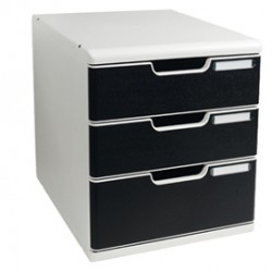 Cassettiera Modulo A4 -  28,8 x 32 x 35 cm - 3 cassetti - grigio/nero - Exacompta