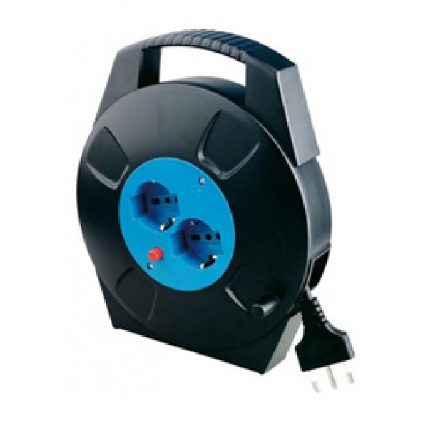 Prolunga con avvolgicavo da 8 mt - 2 prese Schuko/bipasso - MKC Prolunga con avvolgicavo da 8 mt - 2 prese Schuko/bipasso - MKC